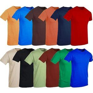 SOCKS'NBULK 12 Pack Mens Cotton Crew Neck Short Sleeve T-Shirts Mix Colors Bulk
